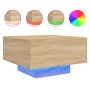 Mesa de centro con luces LED roble Sonoma 55x55x31 cm de , Mesas de centro - Ref: Foro24-836576, Precio: 50,46 €, Descuento: %