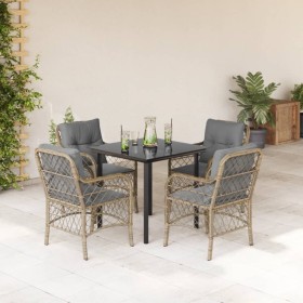 Set comedor de jardín 5 pzas con cojines ratán sintético beige en Conjuntos de jardín | Comprar online en Foru.es