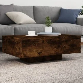 Mesa de centro con luces LED roble ahumado 85x55x31 cm de , Mesas de centro - Ref: Foro24-836613, Precio: 77,85 €, Descuento: %