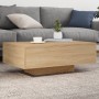 Mesa de centro con luces LED roble Sonoma 85x55x31 cm de , Mesas de centro - Ref: Foro24-836611, Precio: 64,36 €, Descuento: %
