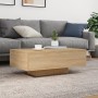 Mesa de centro con luces LED roble Sonoma 85x55x31 cm de , Mesas de centro - Ref: Foro24-836611, Precio: 64,36 €, Descuento: %