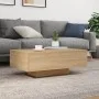 Mesa de centro con luces LED roble Sonoma 85x55x31 cm de , Mesas de centro - Ref: Foro24-836611, Precio: 62,50 €, Descuento: %
