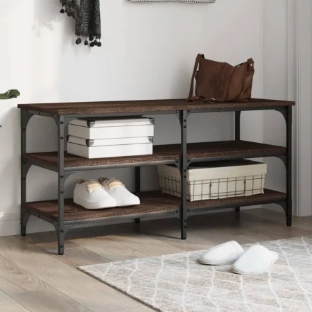 Shoe bench engineered wood oak brown 100x38.5x49 cm by , Benches for halls and storage - Ref: Foro24-839047, Price: 62,64 €, ...