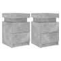 Mesitas de noche con luces LED 2 uds gris hormigón 35x39x55 cm de , Mesitas de noche - Ref: Foro24-836756, Precio: 112,00 €, ...