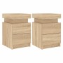 Mesitas de noche con luces LED 2 uds roble Sonoma 35x39x55 cm de , Mesitas de noche - Ref: Foro24-836754, Precio: 111,68 €, D...