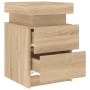 Mesitas de noche con luces LED 2 uds roble Sonoma 35x39x55 cm de , Mesitas de noche - Ref: Foro24-836754, Precio: 111,68 €, D...