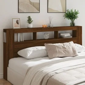 Cabecero LED madera ingeniería roble marrón 200x18,5x103,5 cm de , Cabeceros y pies de cama - Ref: Foro24-837371, Precio: 116...