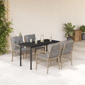 Set comedor de jardín 5 pzas con cojines ratán sintético beige en Conjuntos de jardín | Comprar online en Foru.es