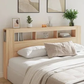 LED headboard engineered wood Sonoma oak 200x18.5x103.5 cm by , Headboards and footboards - Ref: Foro24-837367, Price: 89,95 ...