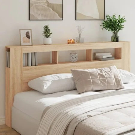 Cabecero LED madera ingeniería roble Sonoma 200x18,5x103,5 cm de , Cabeceros y pies de cama - Ref: Foro24-837367, Precio: 89,...