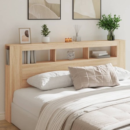 Cabecero LED madera ingeniería roble Sonoma 200x18,5x103,5 cm de , Cabeceros y pies de cama - Ref: Foro24-837367, Precio: 92,...