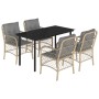 Set comedor de jardín 5 pzas con cojines ratán sintético beige en Conjuntos de jardín | Comprar online en Foru.es