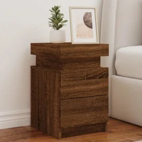 Mesita de noche con luces LED roble marrón 35x39x55 cm de , Mesitas de noche - Ref: Foro24-836761, Precio: 60,60 €, Descuento: %