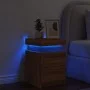 Mesita de noche con luces LED roble marrón 35x39x55 cm de , Mesitas de noche - Ref: Foro24-836761, Precio: 60,60 €, Descuento: %