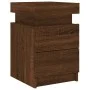 Mesita de noche con luces LED roble marrón 35x39x55 cm de , Mesitas de noche - Ref: Foro24-836761, Precio: 60,60 €, Descuento: %