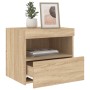 Mesitas de noche con luces LED 2 uds roble Sonoma 50x40x45 cm de , Mesitas de noche - Ref: Foro24-836768, Precio: 79,56 €, De...