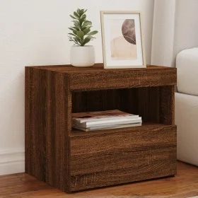 Mesita de noche con luces LED roble marrón 50x40x45 cm de , Mesitas de noche - Ref: Foro24-836775, Precio: 48,61 €, Descuento: %