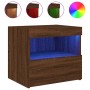 Mesita de noche con luces LED roble marrón 50x40x45 cm de , Mesitas de noche - Ref: Foro24-836775, Precio: 49,32 €, Descuento: %