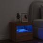 Mesita de noche con luces LED roble marrón 50x40x45 cm de , Mesitas de noche - Ref: Foro24-836775, Precio: 49,32 €, Descuento: %
