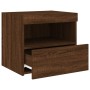 Mesita de noche con luces LED roble marrón 50x40x45 cm de , Mesitas de noche - Ref: Foro24-836775, Precio: 49,32 €, Descuento: %