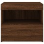 Mesita de noche con luces LED roble marrón 50x40x45 cm de , Mesitas de noche - Ref: Foro24-836775, Precio: 49,32 €, Descuento: %