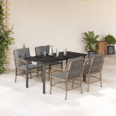 Set comedor de jardín 5 pzas con cojines ratán sintético beige en Conjuntos de jardín | Comprar online en Foru.es