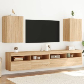Muebles de TV de pared 2 uds madera roble Sonoma 40,5x30x60 cm de , Muebles TV - Ref: Foro24-836915, Precio: 58,50 €, Descuen...