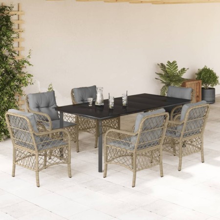 Set comedor de jardín 7 pzas con cojines ratán sintético beige en Conjuntos de jardín | Comprar online en Foru.es