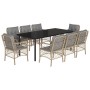 Set comedor de jardín 9 pzas con cojines ratán sintético beige en Conjuntos de jardín | Comprar online en Foru.es