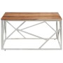 Mesa de centro acero inoxidable plateado y madera maciza acacia de , Mesas de centro - Ref: Foro24-349951, Precio: 153,15 €, ...