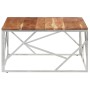 Mesa de centro acero inoxidable plateado y madera maciza acacia de , Mesas de centro - Ref: Foro24-349951, Precio: 153,15 €, ...