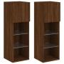 Muebles de TV con luces LED 2 uds marrón roble 30,5x30x90 cm de , Muebles TV - Ref: Foro24-837014, Precio: 97,07 €, Descuento: %