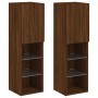 Muebles de TV con luces LED 2 uds marrón roble 30,5x30x102 cm de , Muebles TV - Ref: Foro24-837028, Precio: 101,17 €, Descuen...
