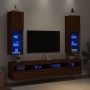 Muebles de TV con luces LED 2 uds marrón roble 30,5x30x102 cm de , Muebles TV - Ref: Foro24-837028, Precio: 101,17 €, Descuen...
