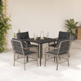 Set comedor de jardín 5 pzas cojines ratán sintético gris claro en Conjuntos de jardín | Comprar online en Foru.es