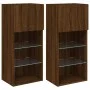 Muebles de TV con luces LED 2 uds marrón roble 40,5x30x90 cm de , Muebles TV - Ref: Foro24-837056, Precio: 105,85 €, Descuent...