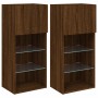 Muebles de TV con luces LED 2 uds marrón roble 40,5x30x90 cm de , Muebles TV - Ref: Foro24-837056, Precio: 107,15 €, Descuent...