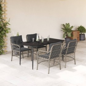 Set comedor de jardín 5 pzas cojines ratán sintético gris claro en Conjuntos de jardín | Comprar online en Foru.es