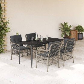 Set comedor de jardín 5 pzas cojines ratán sintético gris claro en Conjuntos de jardín | Comprar online en Foru.es