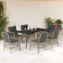 Set comedor jardín 7 pzas y cojines ratán sintético gris claro en Conjuntos de jardín | Comprar online en Foru.es