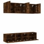 Muebles de TV de pared 5 pzas madera ingeniería roble ahumado de , Muebles TV - Ref: Foro24-3216515, Precio: 154,61 €, Descue...