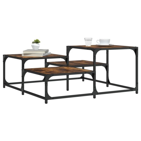 Mesa de centro madera ingeniería roble ahumado 87,5x87,5x40 cm de , Mesas de centro - Ref: Foro24-837744, Precio: 41,75 €, De...