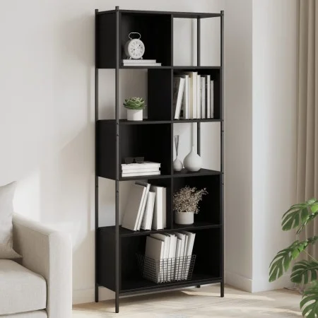 Estantería de madera de ingeniería negra 72x28x172 cm de , Librerías y estanterías - Ref: Foro24-3213652, Precio: 97,51 €, De...