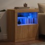 Aparador con luces LED roble Sonoma 60,5x37x67 cm de , Aparadores - Ref: Foro24-836618, Precio: 73,02 €, Descuento: %