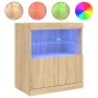 Aparador con luces LED roble Sonoma 60x37x67 cm de , Aparadores - Ref: Foro24-836653, Precio: 68,68 €, Descuento: %