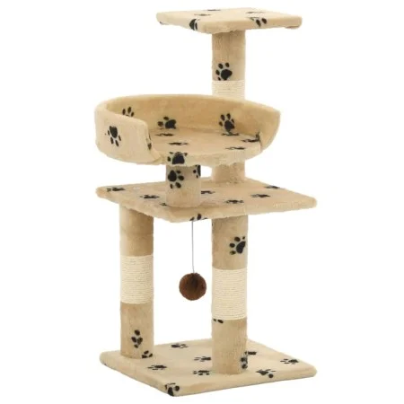 Rascador para gatos poste de sisal 65 cm huellas beige de vidaXL, Mobiliario para gatos - Ref: Foro24-170610, Precio: 49,32 €...