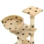 Rascador para gatos poste de sisal 65 cm huellas beige de vidaXL, Mobiliario para gatos - Ref: Foro24-170610, Precio: 49,32 €...
