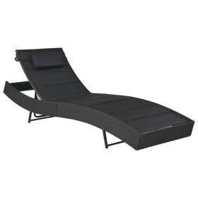 Tumbona de ratán sintético y textilene negro de vidaXL, Tumbonas - Ref: Foro24-44896, Precio: 123,19 €, Descuento: %