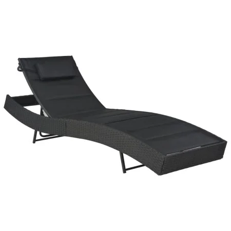 Tumbona de ratán sintético y textilene negro de vidaXL, Tumbonas - Ref: Foro24-44896, Precio: 123,19 €, Descuento: %