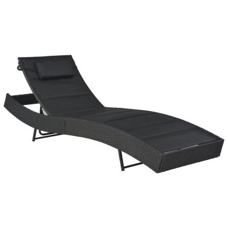 Tumbona de ratán sintético y textilene negro de vidaXL, Tumbonas - Ref: Foro24-44896, Precio: 124,82 €, Descuento: %